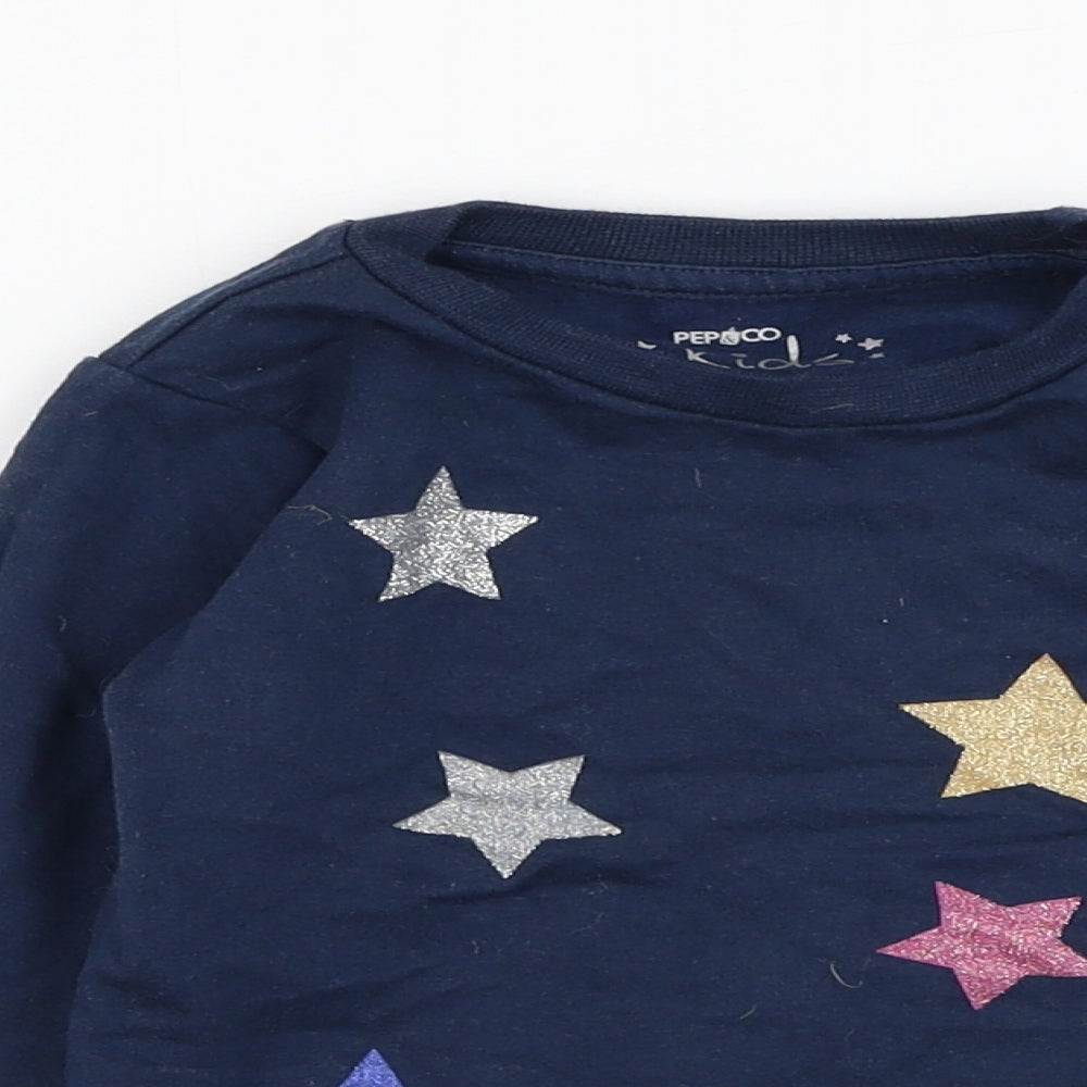 Pep&co Girls Blue  Cotton Pullover Jumper Size 12-18 Months  Pullover - Star