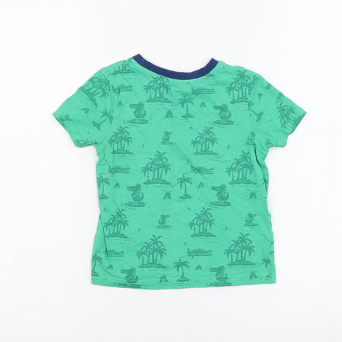 George Boys Green  Cotton Basic T-Shirt Size 2-3 Years Round Neck Pullover - Slogan