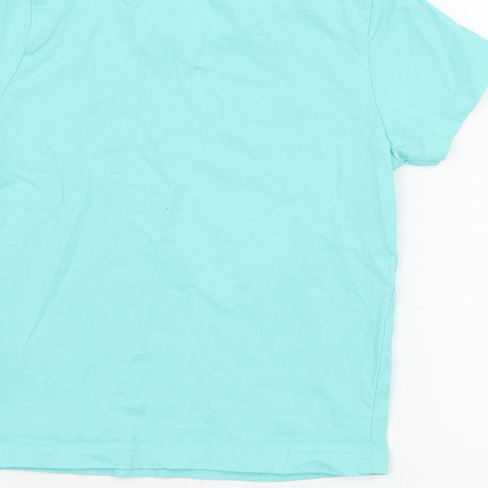 Primark Boys Blue  Cotton Basic T-Shirt Size 3-4 Years Round Neck Pullover - Yeah