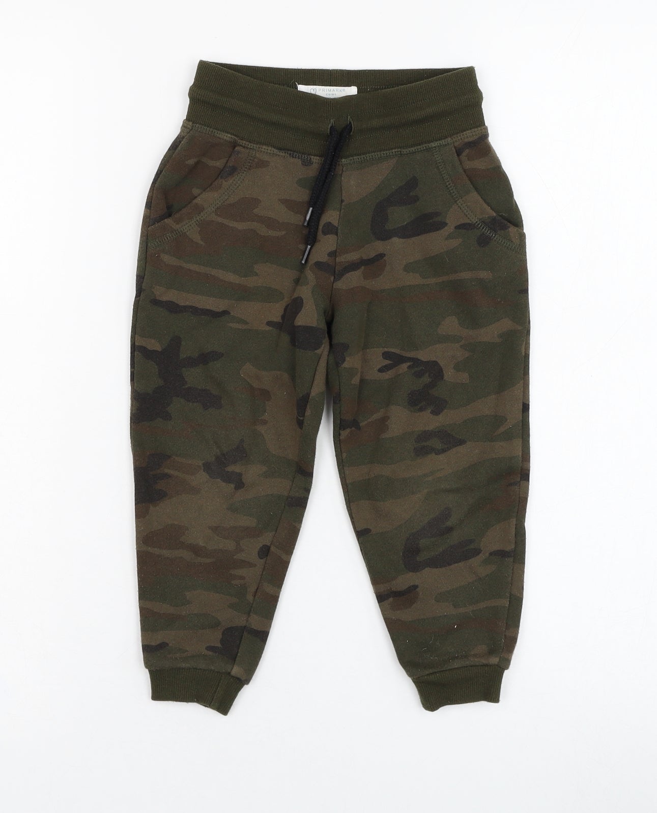 Primark Boys Green Camouflage Cotton Jogger Trousers Size 2-3 Years  Regular Pullover