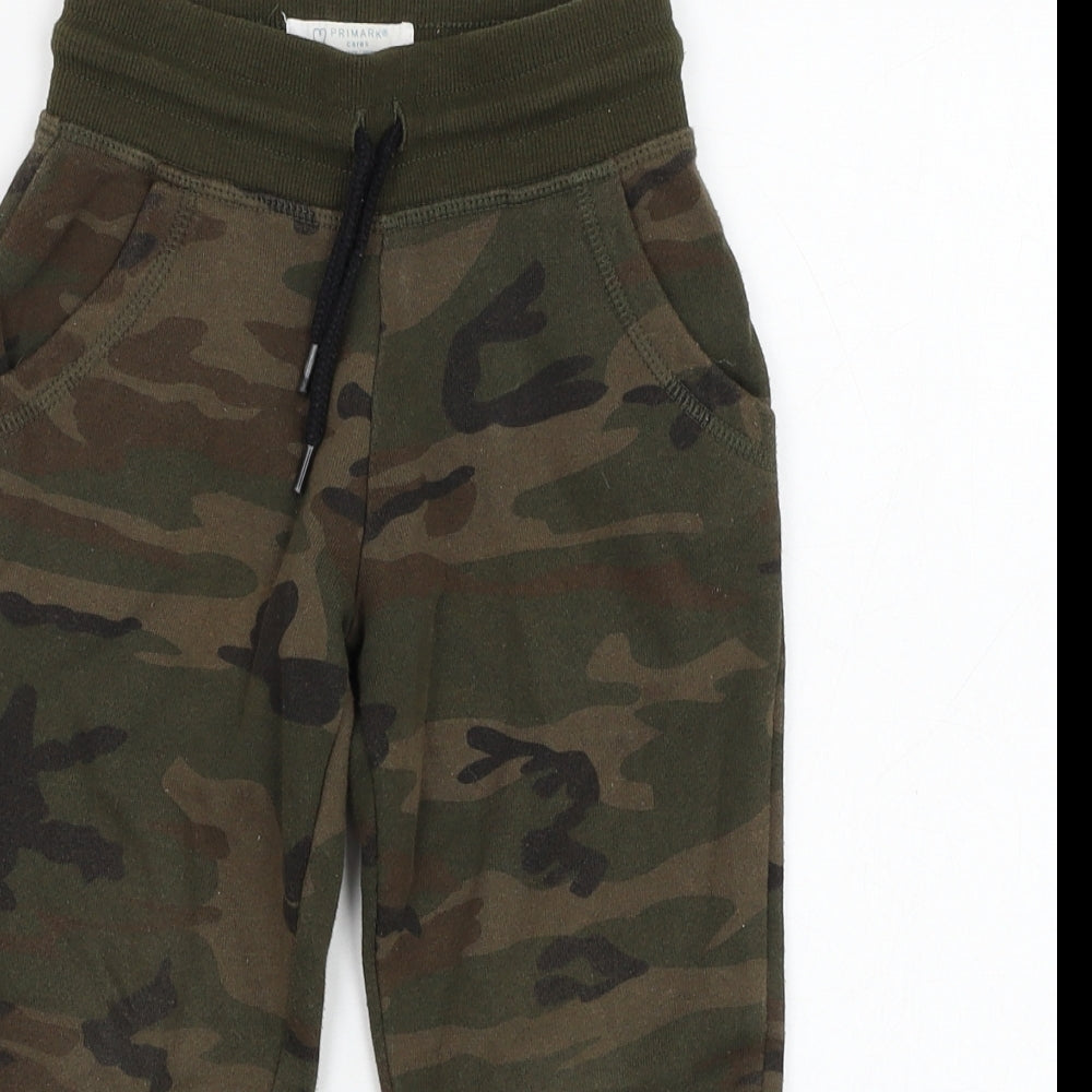 Primark Boys Green Camouflage Cotton Jogger Trousers Size 2-3 Years  Regular Pullover