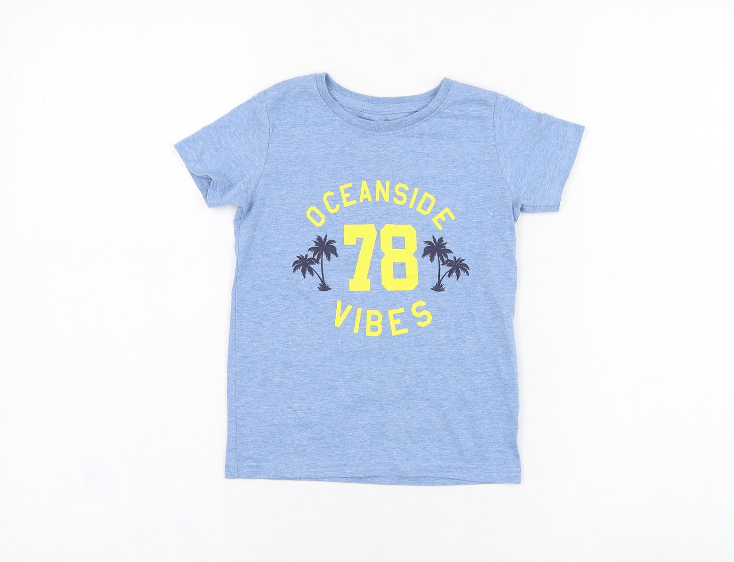 Dunnes Stores Boys Blue  Cotton Basic T-Shirt Size 3 Years Round Neck Pullover - Slogan