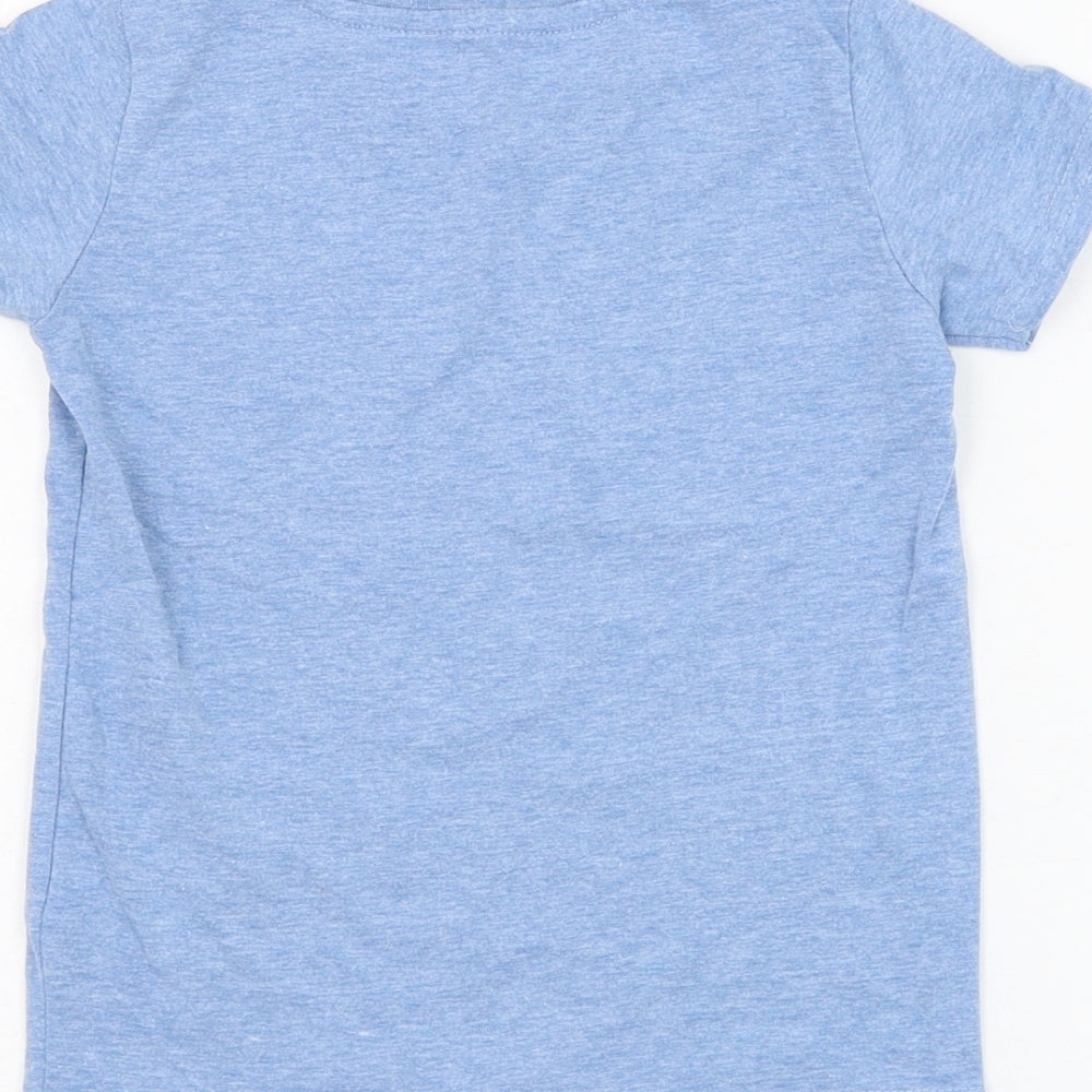 Dunnes Stores Boys Blue  Cotton Basic T-Shirt Size 3 Years Round Neck Pullover - Slogan