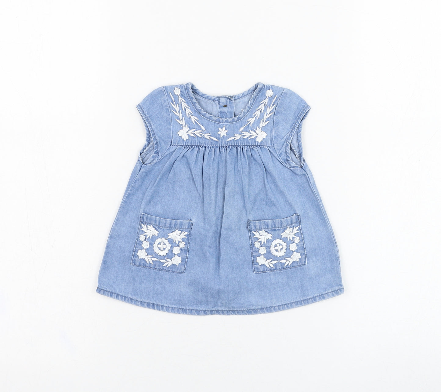 Earlydays Girls Blue  Cotton A-Line  Size 3-6 Months  Round Neck Pullover