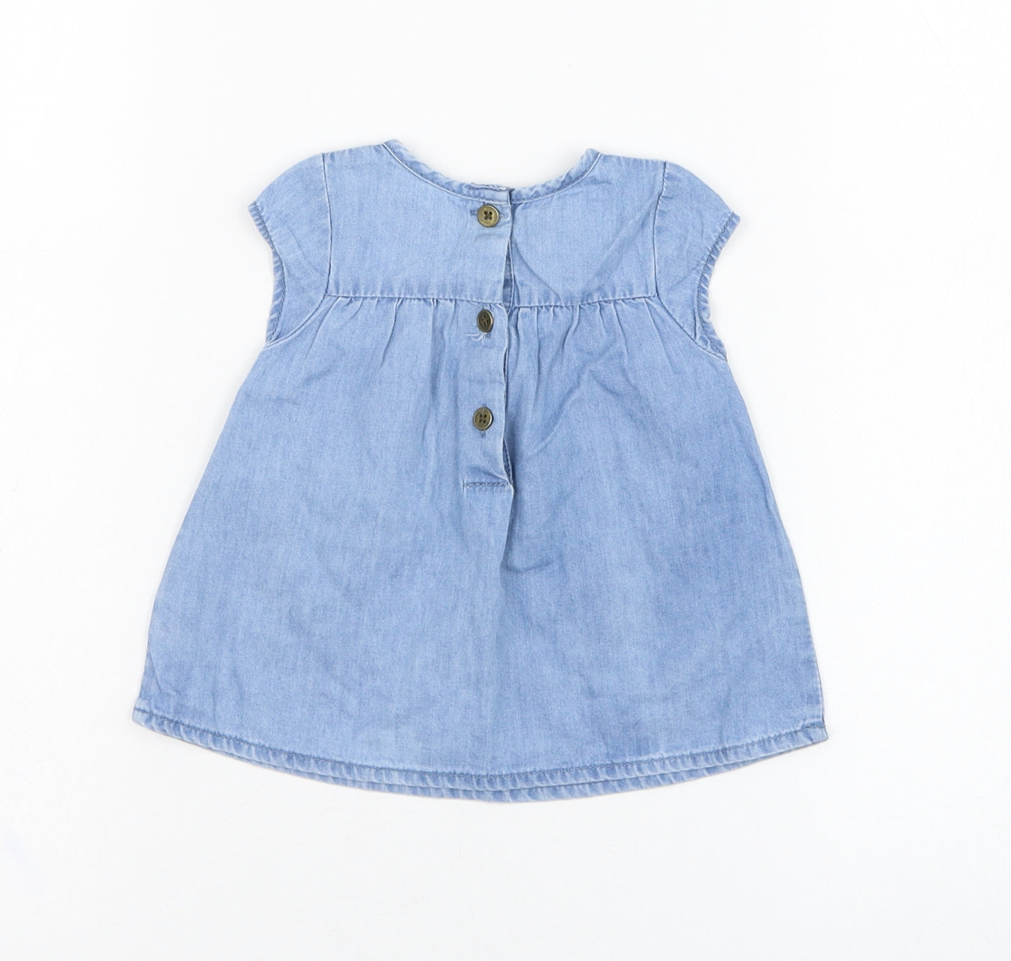 Earlydays Girls Blue  Cotton A-Line  Size 3-6 Months  Round Neck Pullover