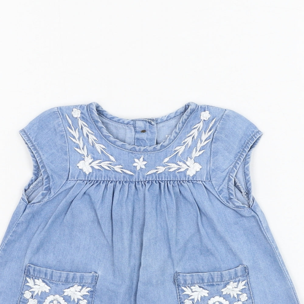 Earlydays Girls Blue  Cotton A-Line  Size 3-6 Months  Round Neck Pullover