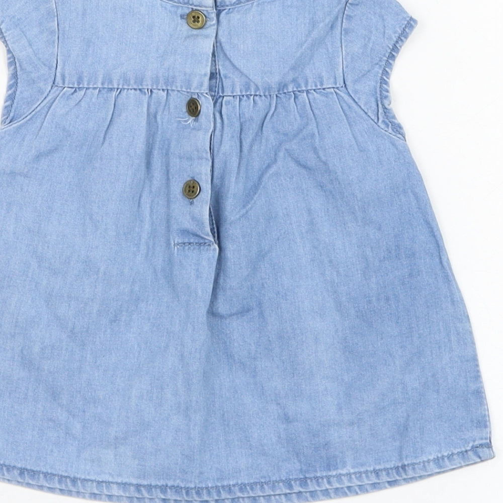 Earlydays Girls Blue  Cotton A-Line  Size 3-6 Months  Round Neck Pullover