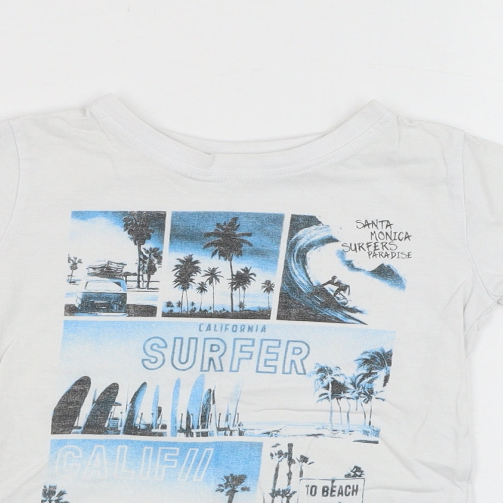 Dunnes Stores Boys White  Cotton Basic T-Shirt Size 2 Years Round Neck Pullover - California