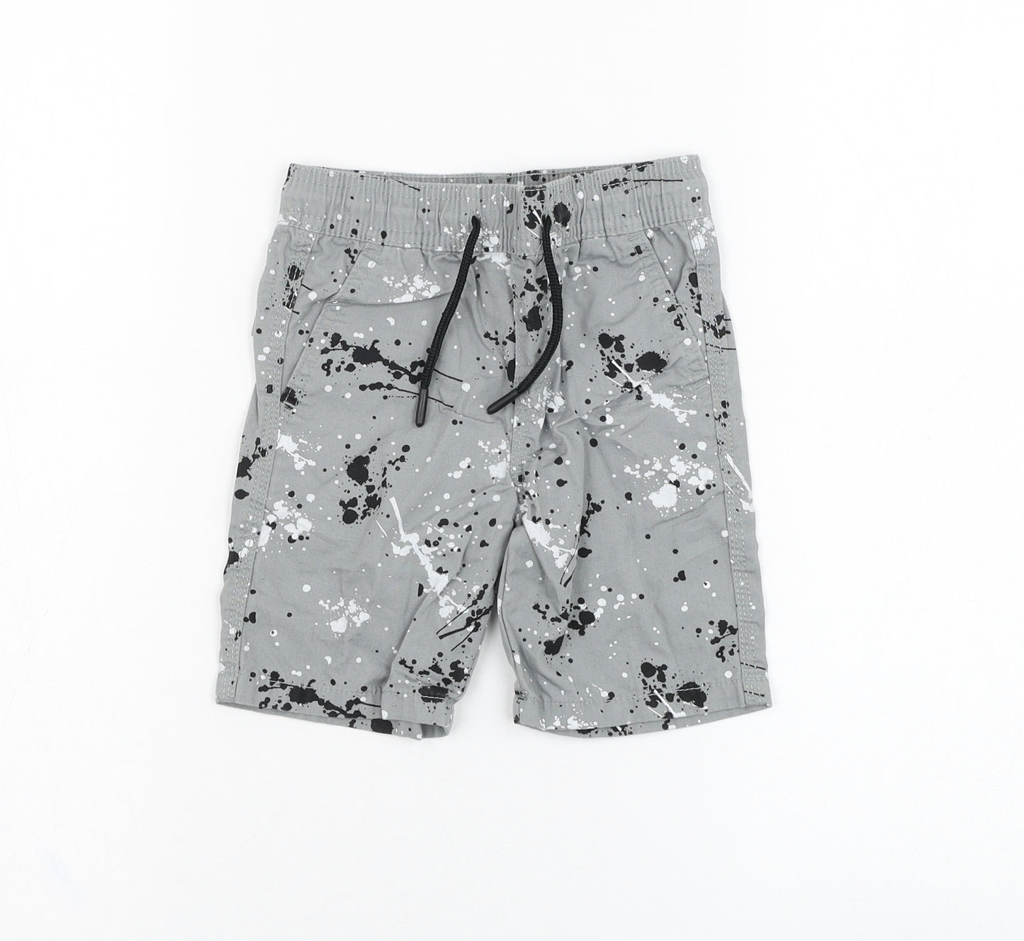 Primark Boys Grey  Cotton Bermuda Shorts Size 2-3 Years  Regular  - Splatter