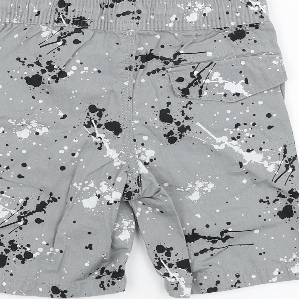 Primark Boys Grey  Cotton Bermuda Shorts Size 2-3 Years  Regular  - Splatter