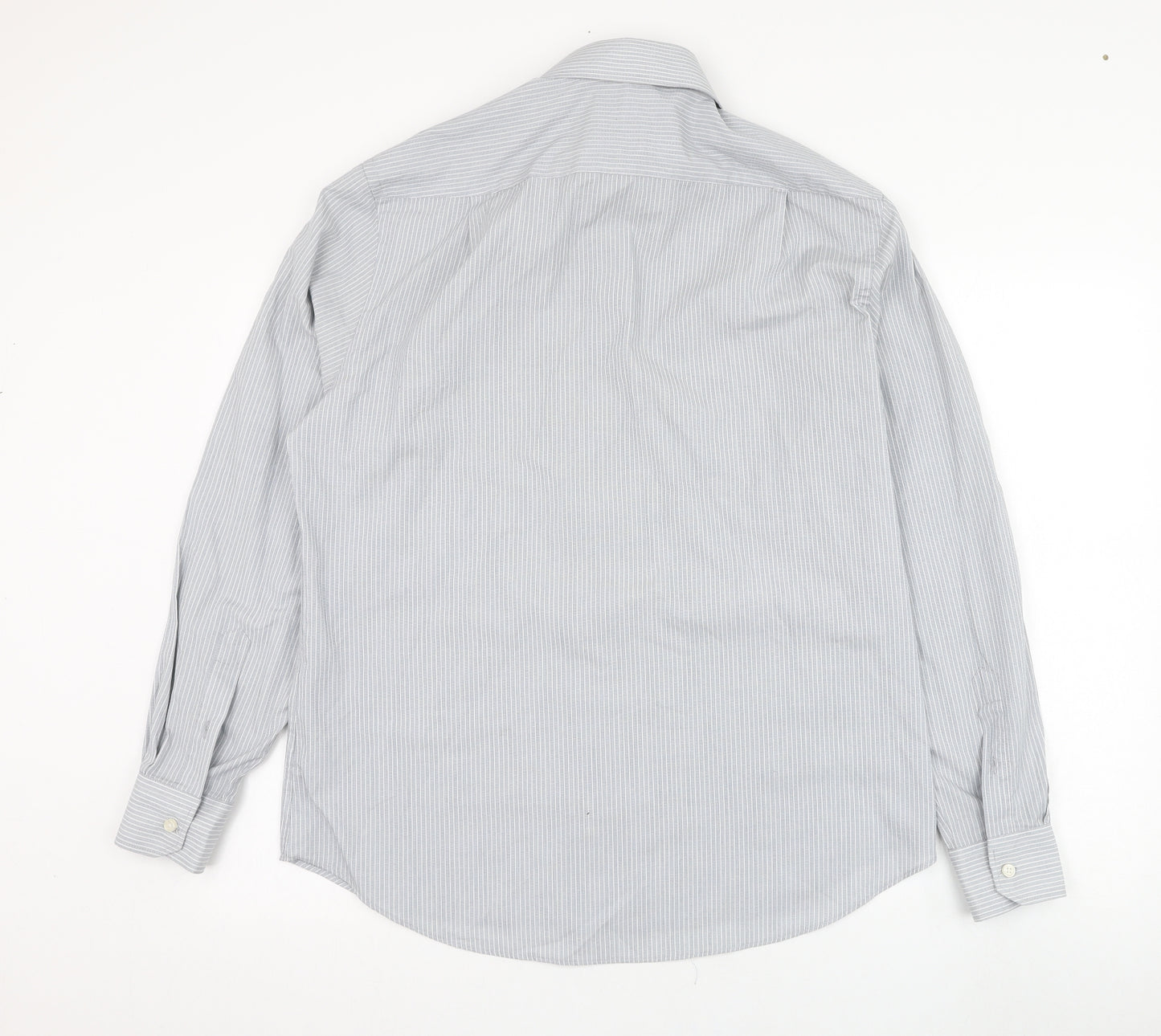 George Mens Grey Striped Polyester  Dress Shirt Size 16 Collared