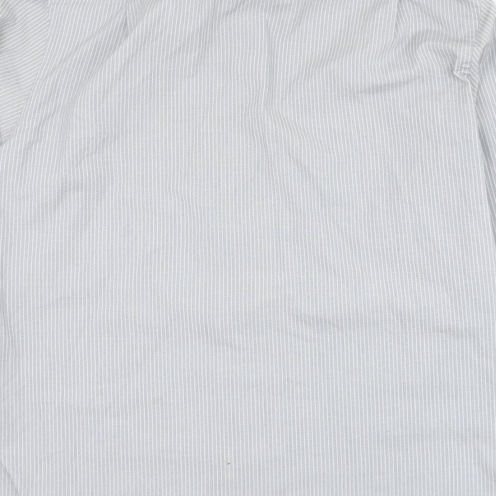 George Mens Grey Striped Polyester  Dress Shirt Size 16 Collared