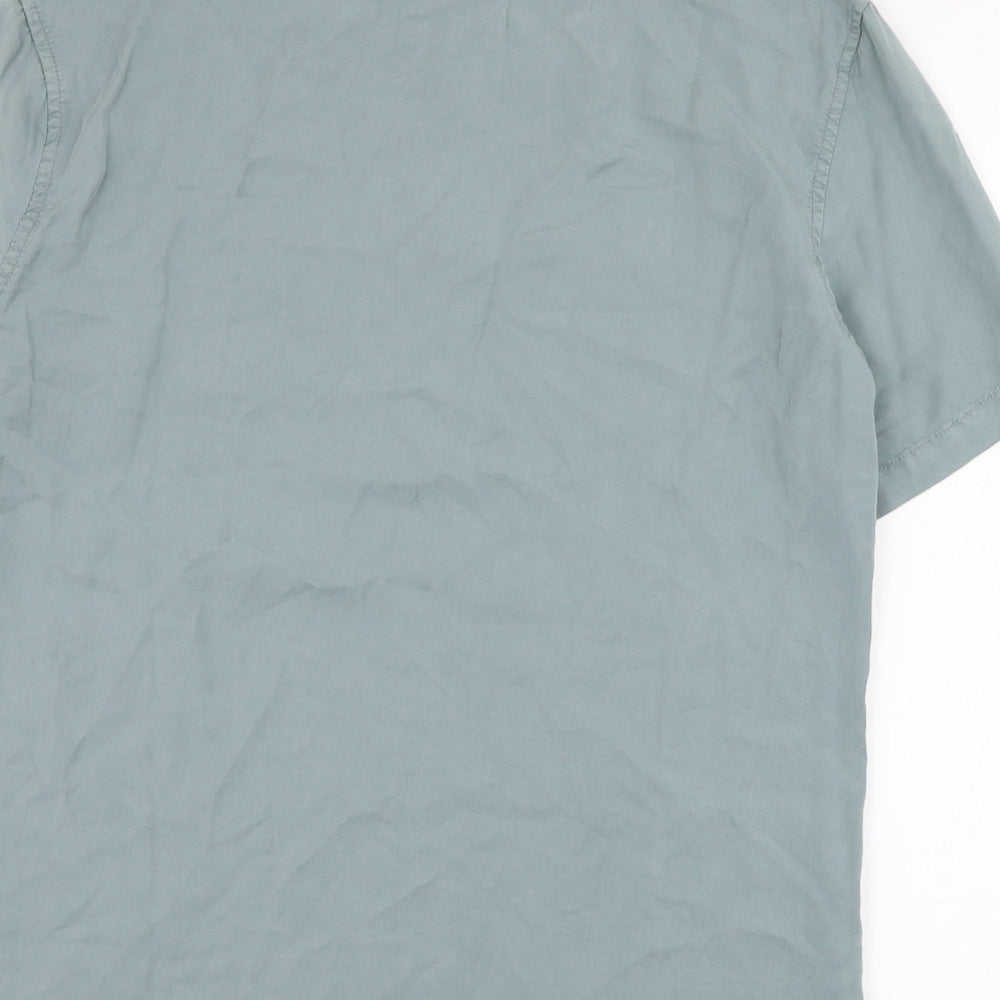 H&M Mens Green  Lyocell  Button-Up Size S Collared Button