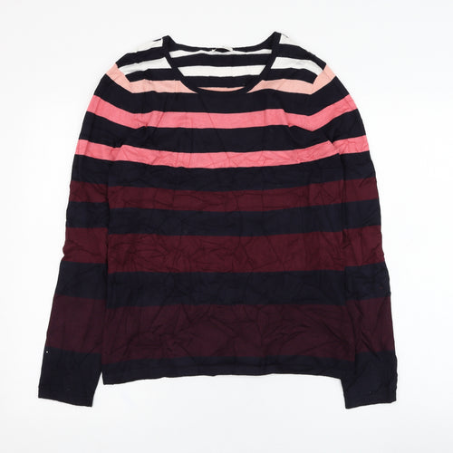 Gerry Weber Womens Blue Round Neck Striped Viscose Pullover Jumper Size 10