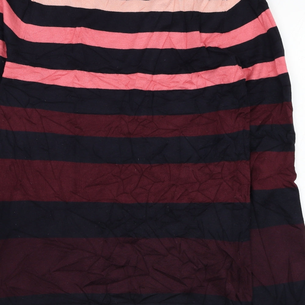 Gerry Weber Womens Blue Round Neck Striped Viscose Pullover Jumper Size 10