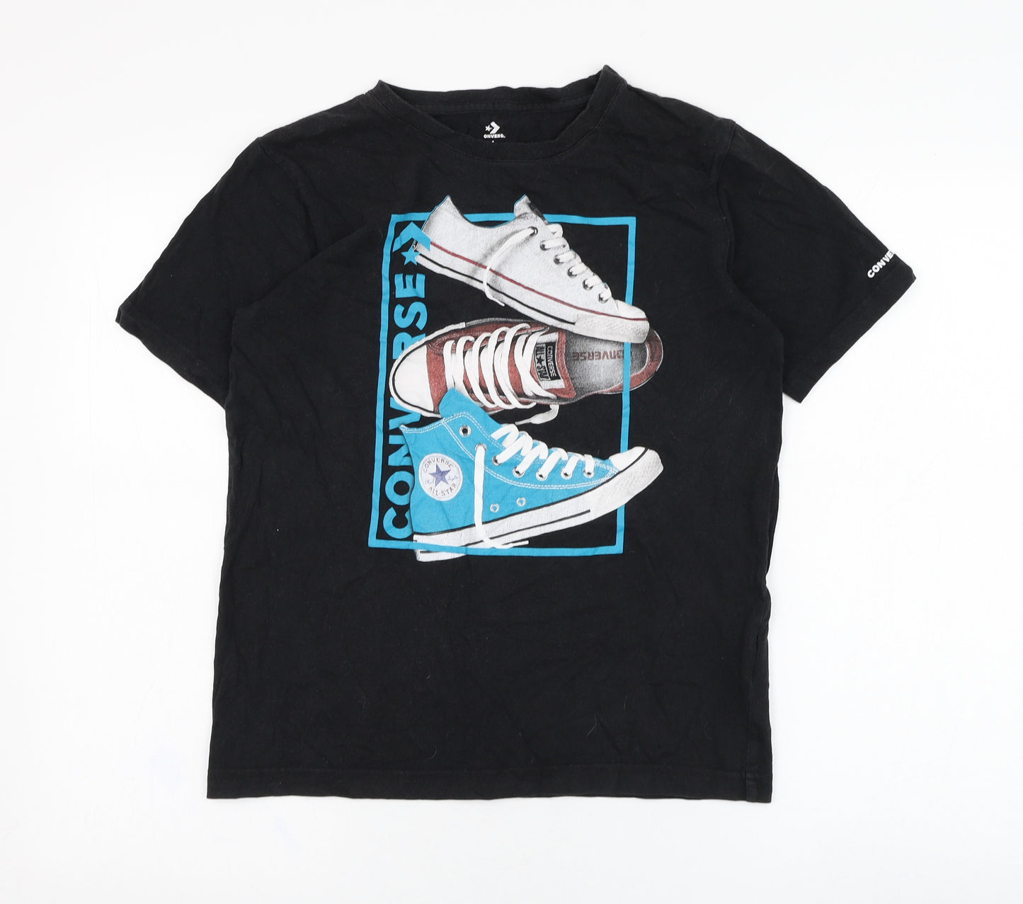Converse Boys Black  Cotton Basic T-Shirt Size 12-13 Years Roll Neck Pullover