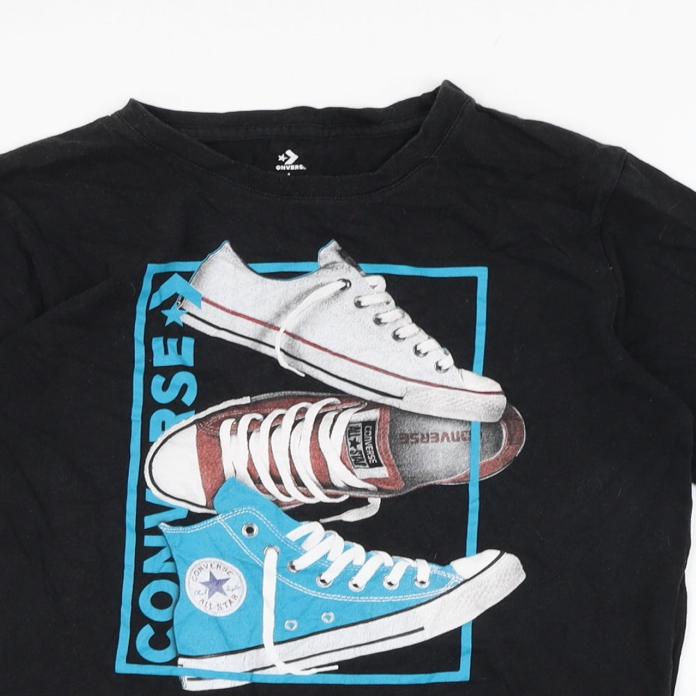 Converse Boys Black  Cotton Basic T-Shirt Size 12-13 Years Roll Neck Pullover