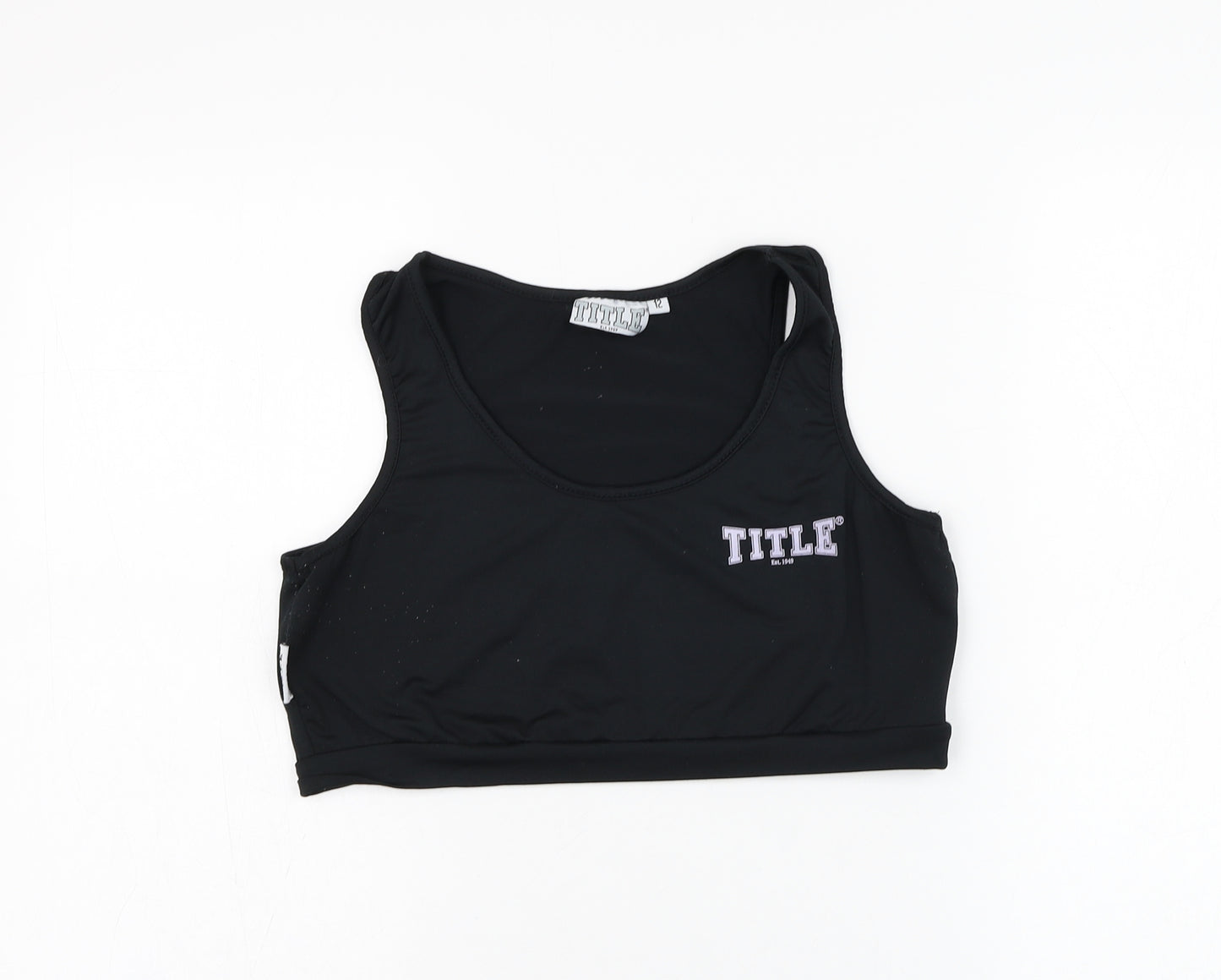 TITLE Womens Black  Polyester Cropped Tank Size 12 Round Neck Pullover - Sports bra