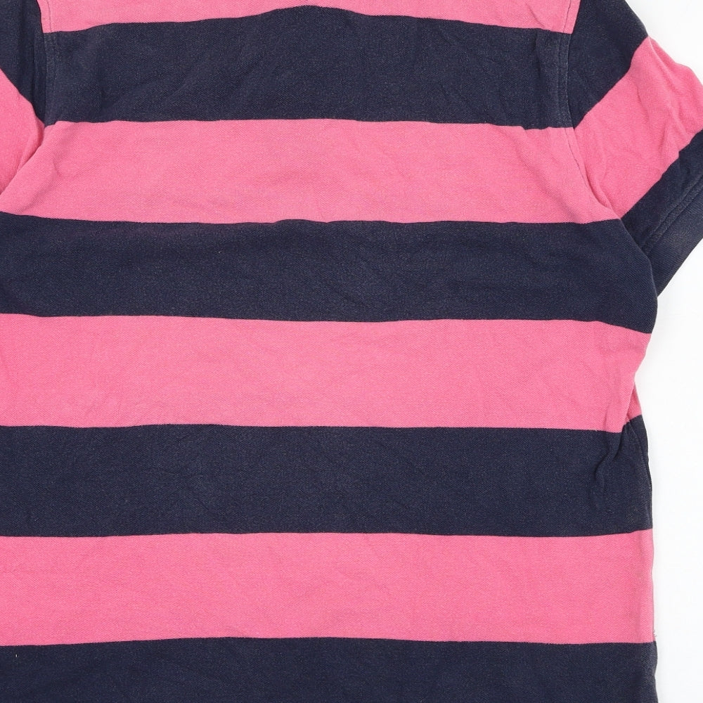 Tommy Hilfiger Mens Pink Striped Cotton  Polo Size S Collared Pullover