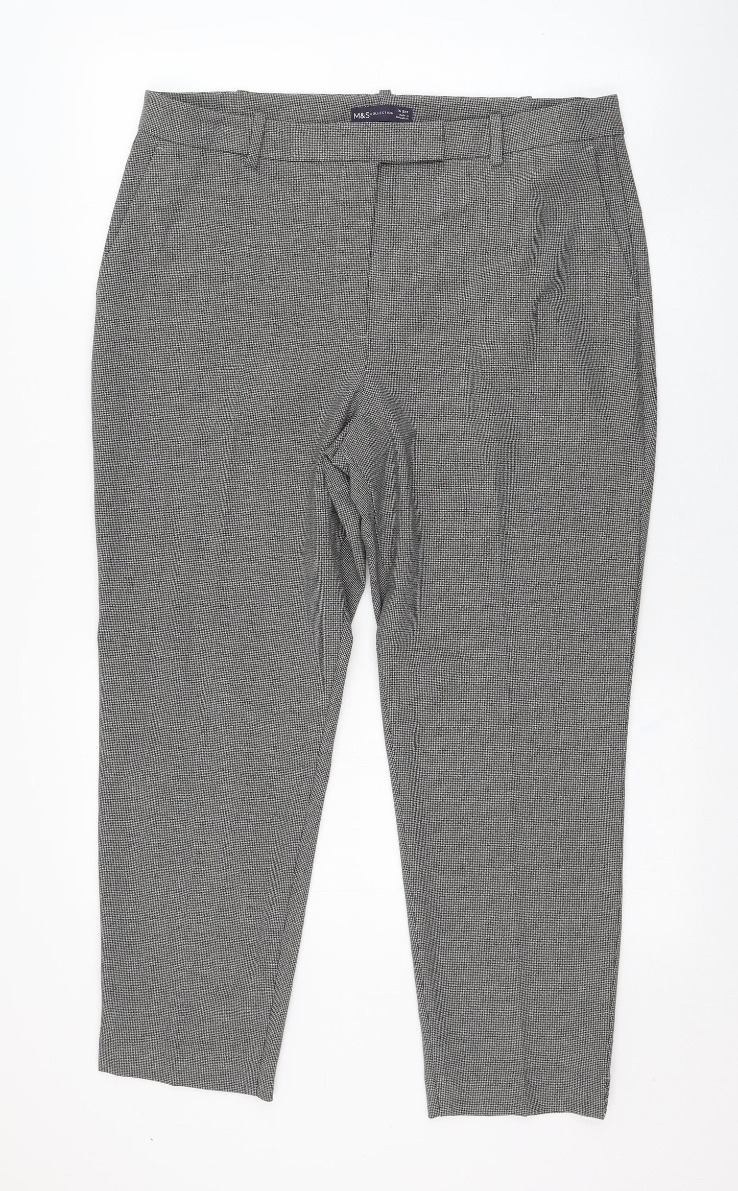 Marks and Spencer Womens Grey  Polyester Carrot Trousers Size 16 L25 in Regular Zip