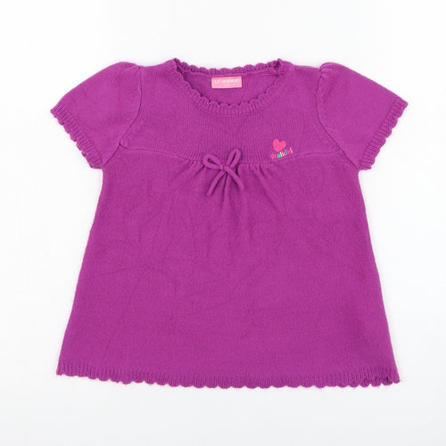 LC Waikiki Girls Purple Round Neck  Acrylic Pullover Jumper Size 5 Years  Pullover