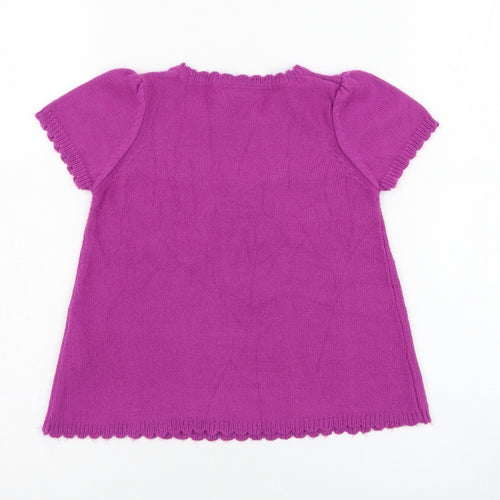 LC Waikiki Girls Purple Round Neck  Acrylic Pullover Jumper Size 5 Years  Pullover