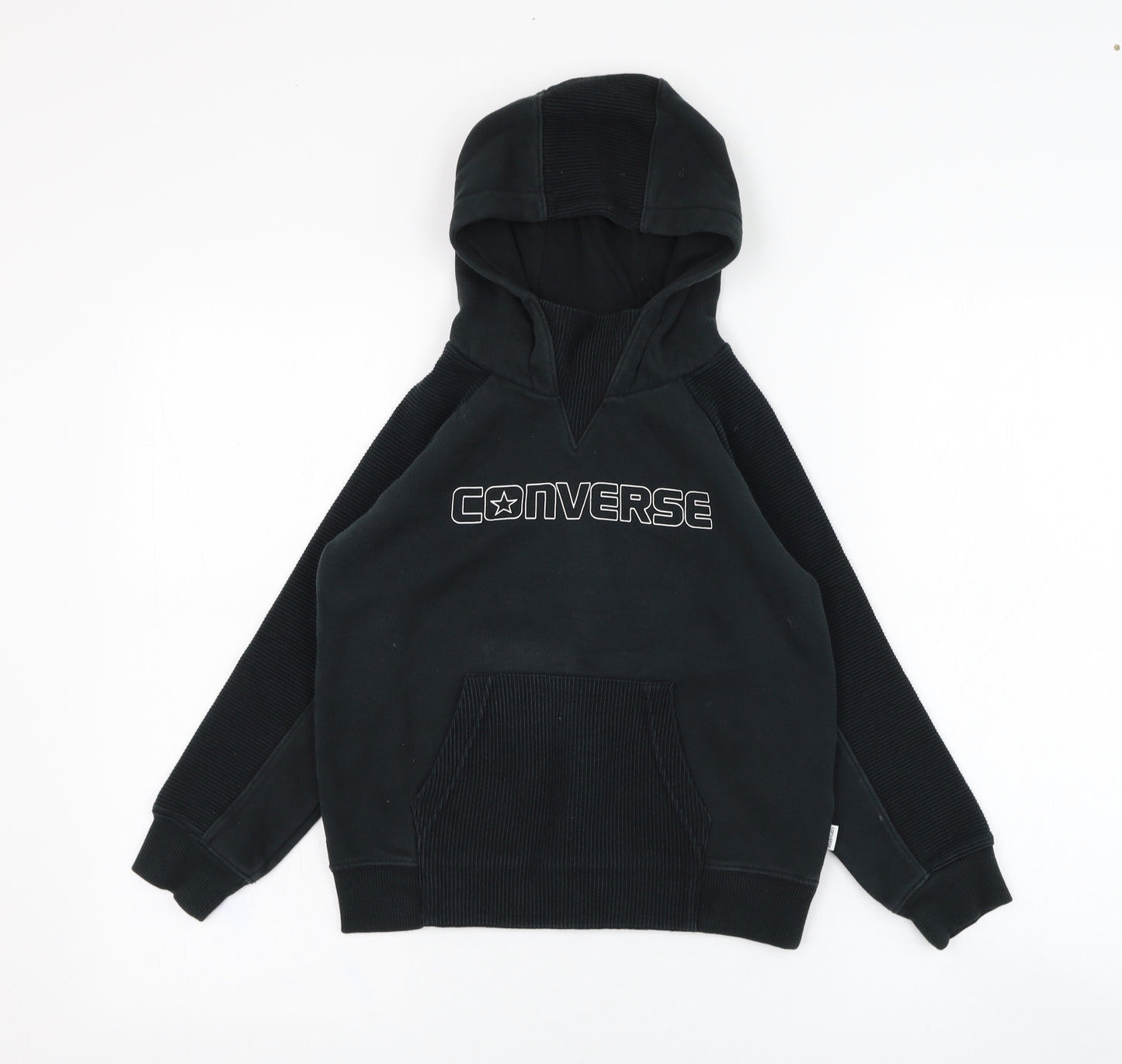 Converse Boys Black  Cotton Pullover Hoodie Size 6-7 Years  Pullover