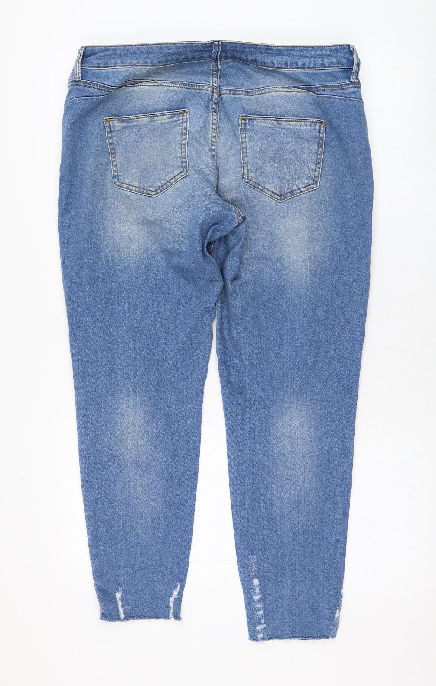 Primark Womens Blue  Cotton Skinny Jeans Size 14 L26 in Regular Zip