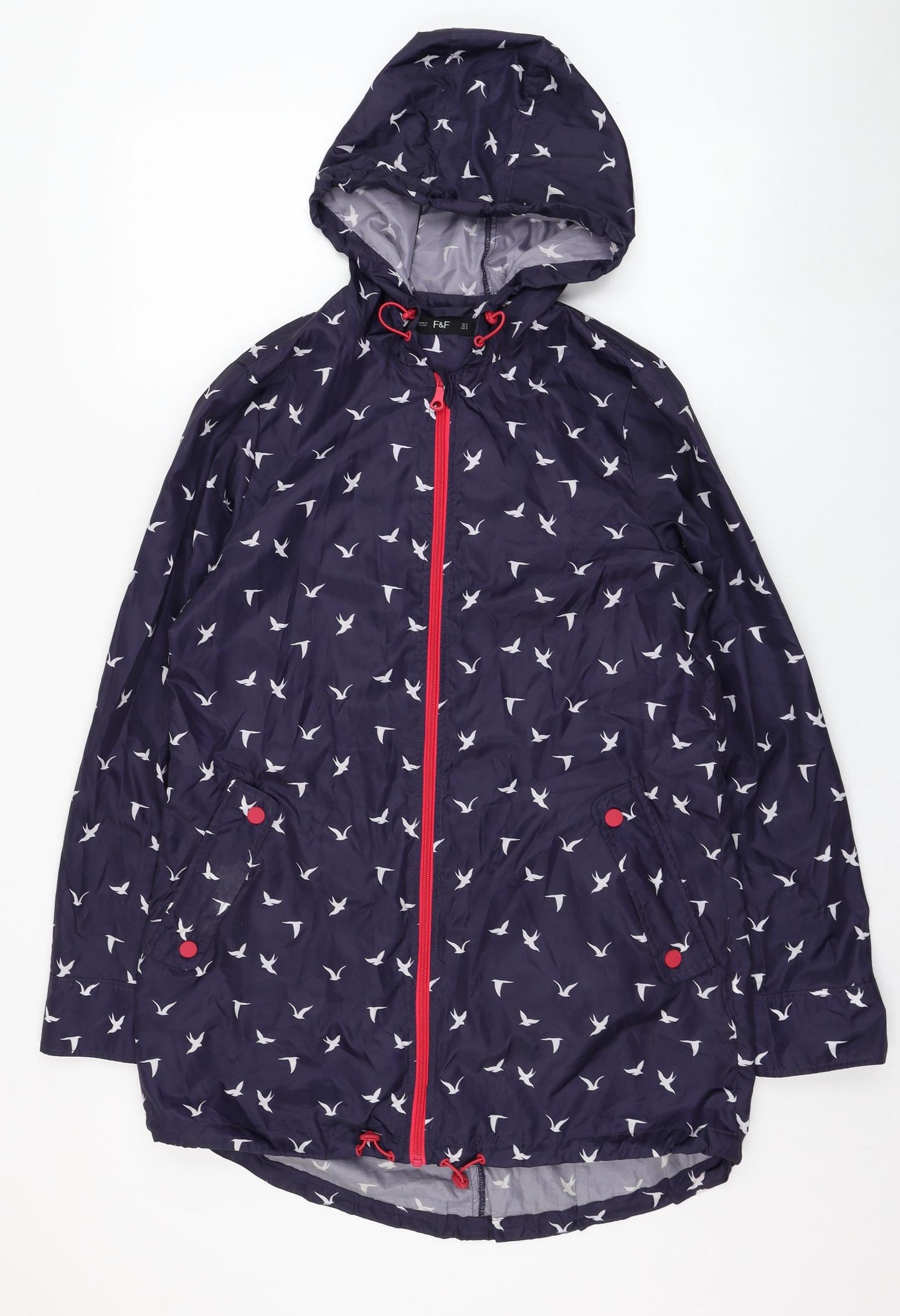 F&F Womens Blue   Rain Coat Coat Size S  Zip