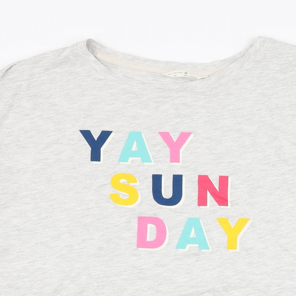 Marks and Spencer Womens Grey  Cotton Basic T-Shirt Size 16 Round Neck - Yay Sunday, Loungewear