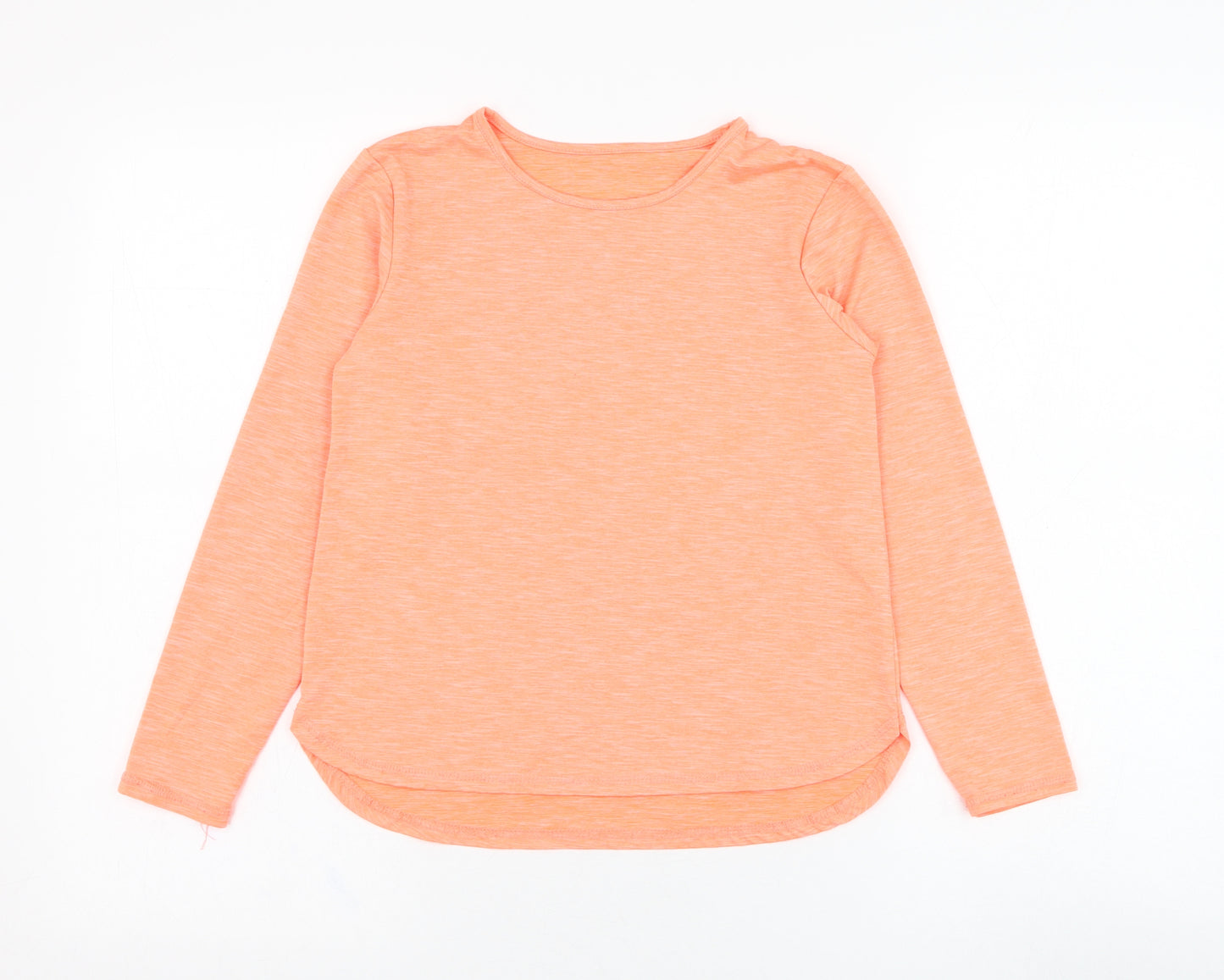 Dunnes Stores Girls Orange  Polyester Basic T-Shirt Size 8-9 Years Round Neck Pullover