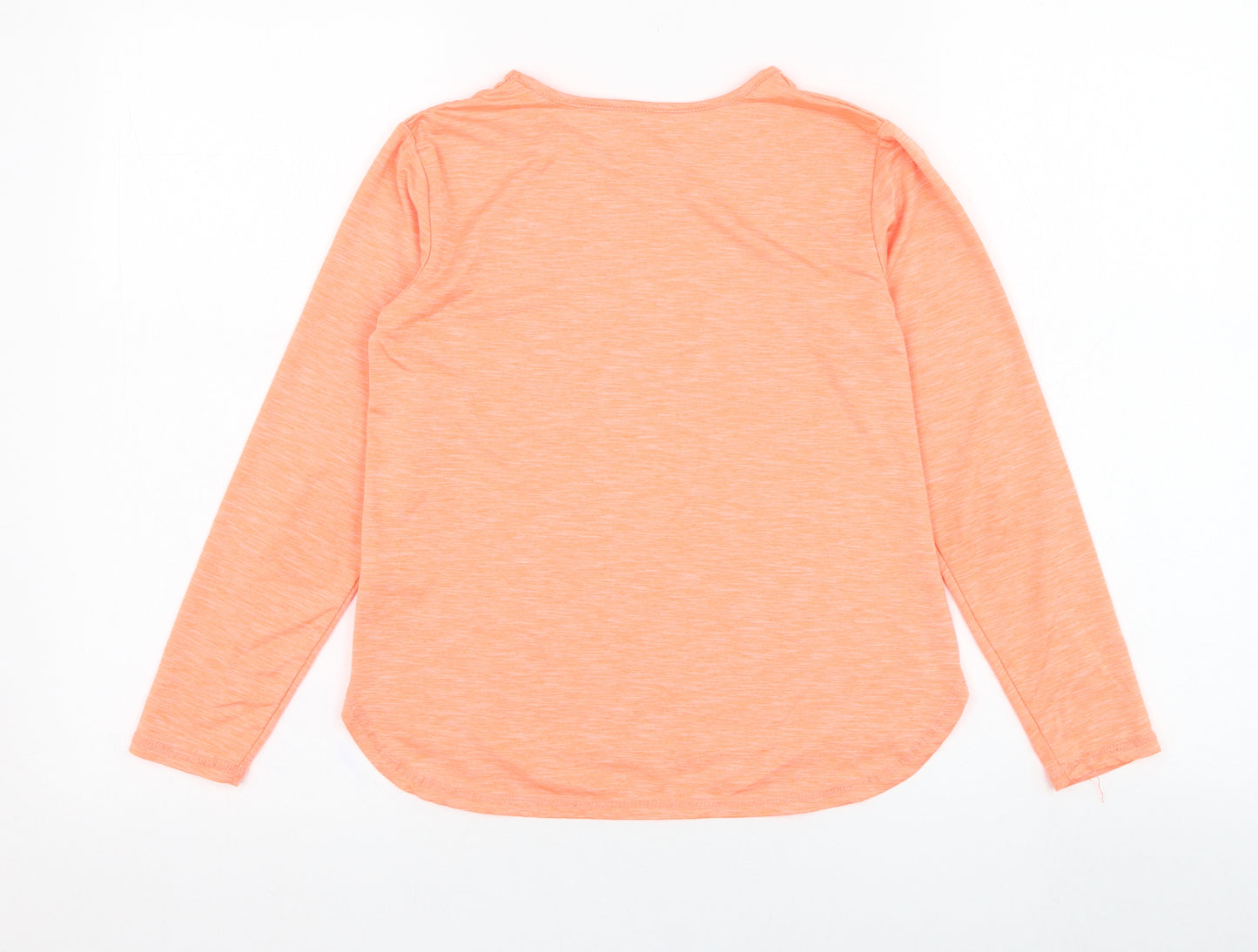 Dunnes Stores Girls Orange  Polyester Basic T-Shirt Size 8-9 Years Round Neck Pullover