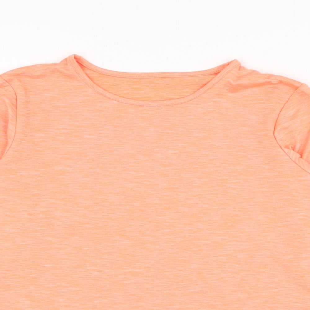 Dunnes Stores Girls Orange  Polyester Basic T-Shirt Size 8-9 Years Round Neck Pullover