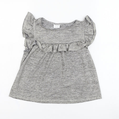 F&F Girls Silver  Polyester Basic Blouse Size 9-10 Years Round Neck Pullover
