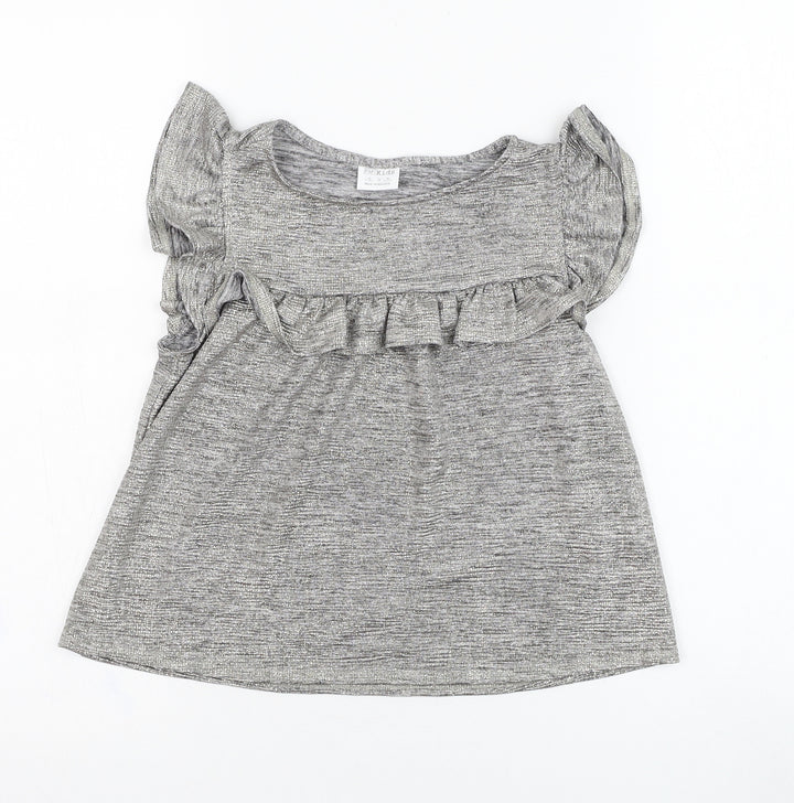 F&F Girls Silver  Polyester Basic Blouse Size 9-10 Years Round Neck Pullover