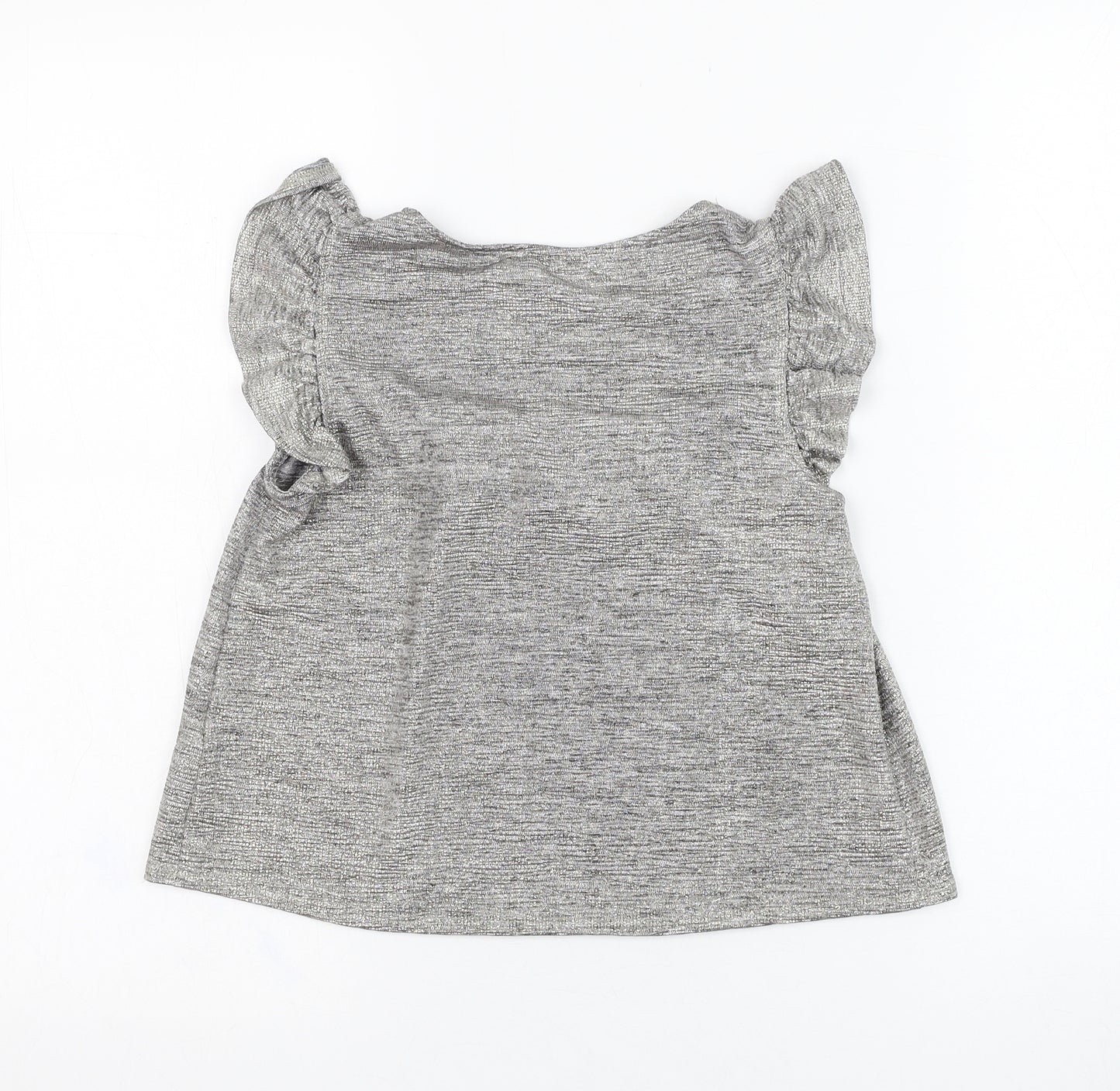 F&F Girls Silver  Polyester Basic Blouse Size 9-10 Years Round Neck Pullover