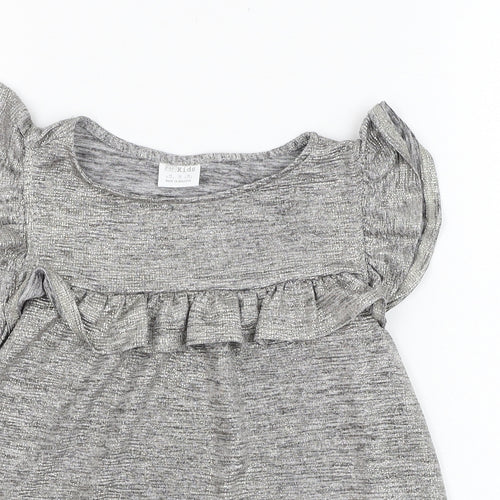 F&F Girls Silver  Polyester Basic Blouse Size 9-10 Years Round Neck Pullover
