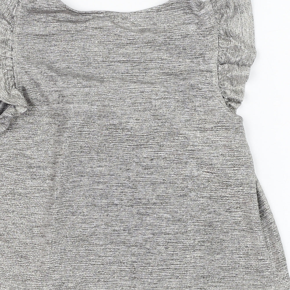F&F Girls Silver  Polyester Basic Blouse Size 9-10 Years Round Neck Pullover
