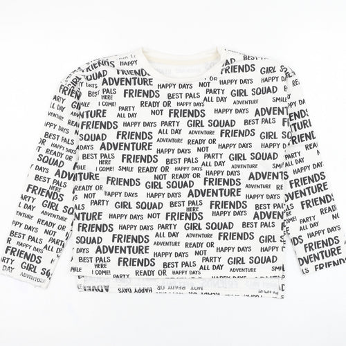 Dunnes Stores Girls White  Cotton Pullover Sweatshirt Size 10 Years  Pullover - Slogan