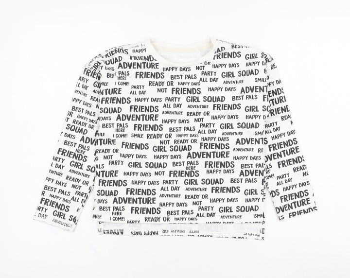 Dunnes Stores Girls White  Cotton Pullover Sweatshirt Size 10 Years  Pullover - Slogan