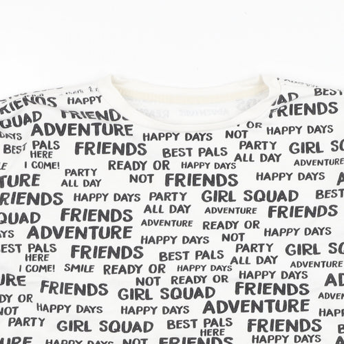 Dunnes Stores Girls White  Cotton Pullover Sweatshirt Size 10 Years  Pullover - Slogan