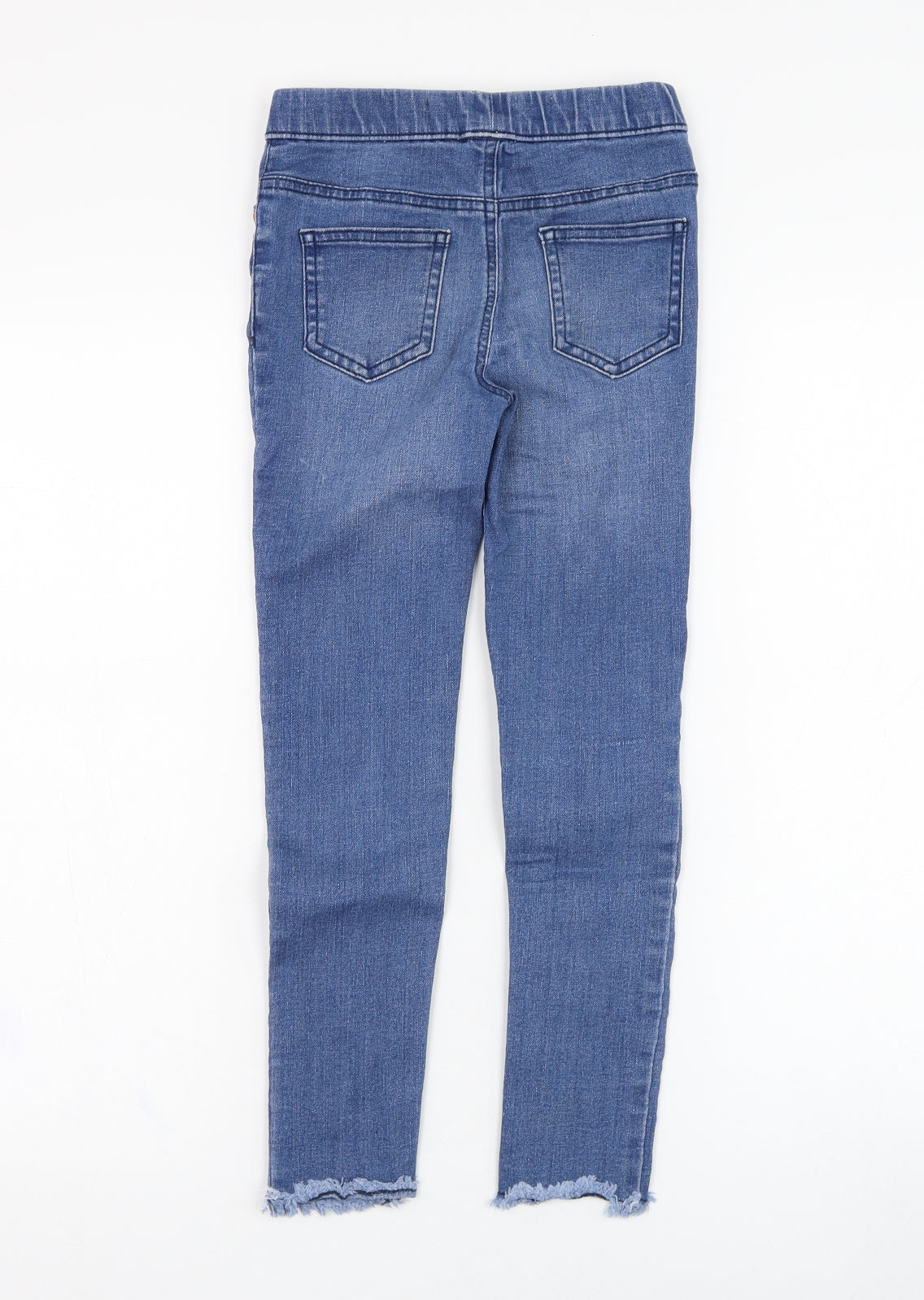 Primark Girls Blue  Cotton Jegging Trousers Size 8-9 Years  Regular Pullover - Distressed