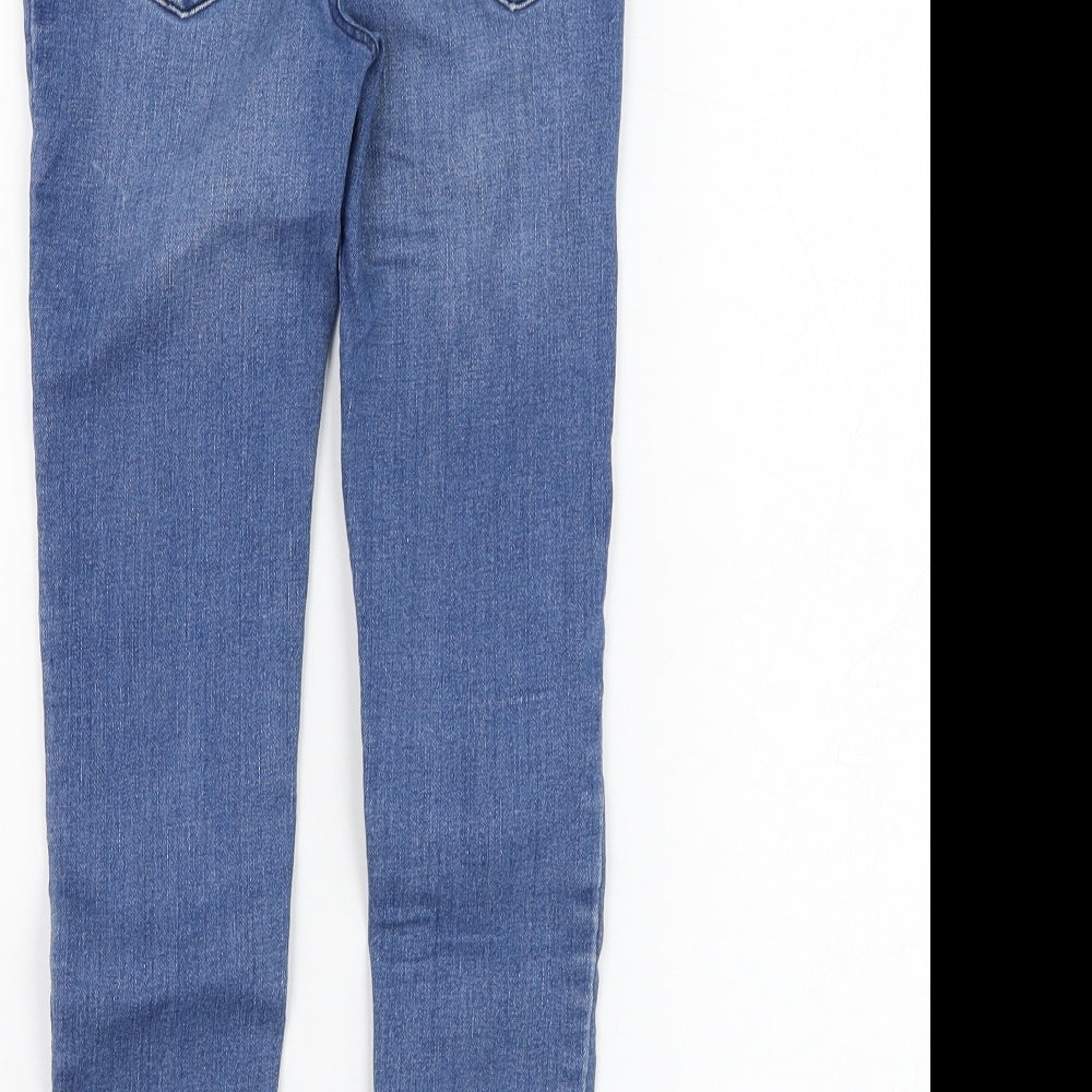 Primark Girls Blue  Cotton Jegging Trousers Size 8-9 Years  Regular Pullover - Distressed