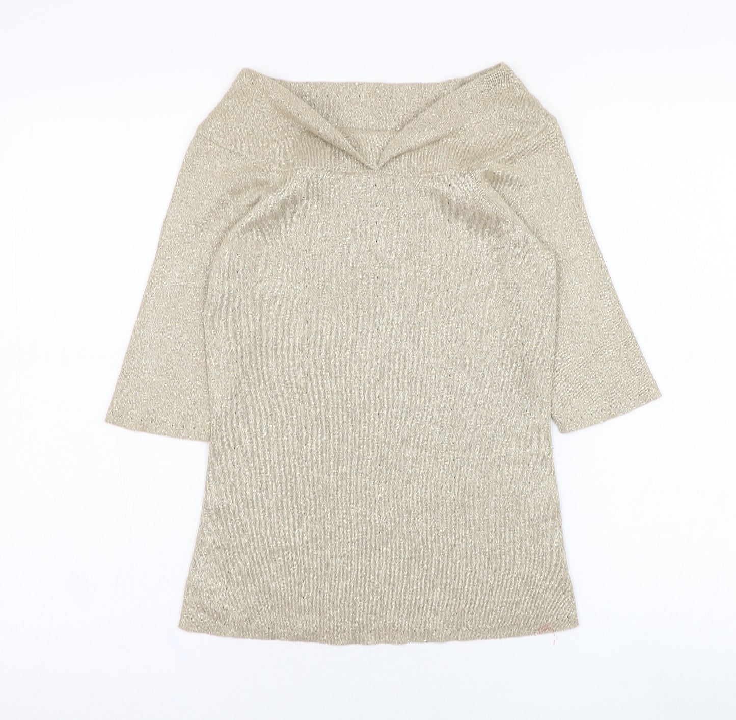 Coast Womens Gold Round Neck  Cotton Pullover Jumper Size 12