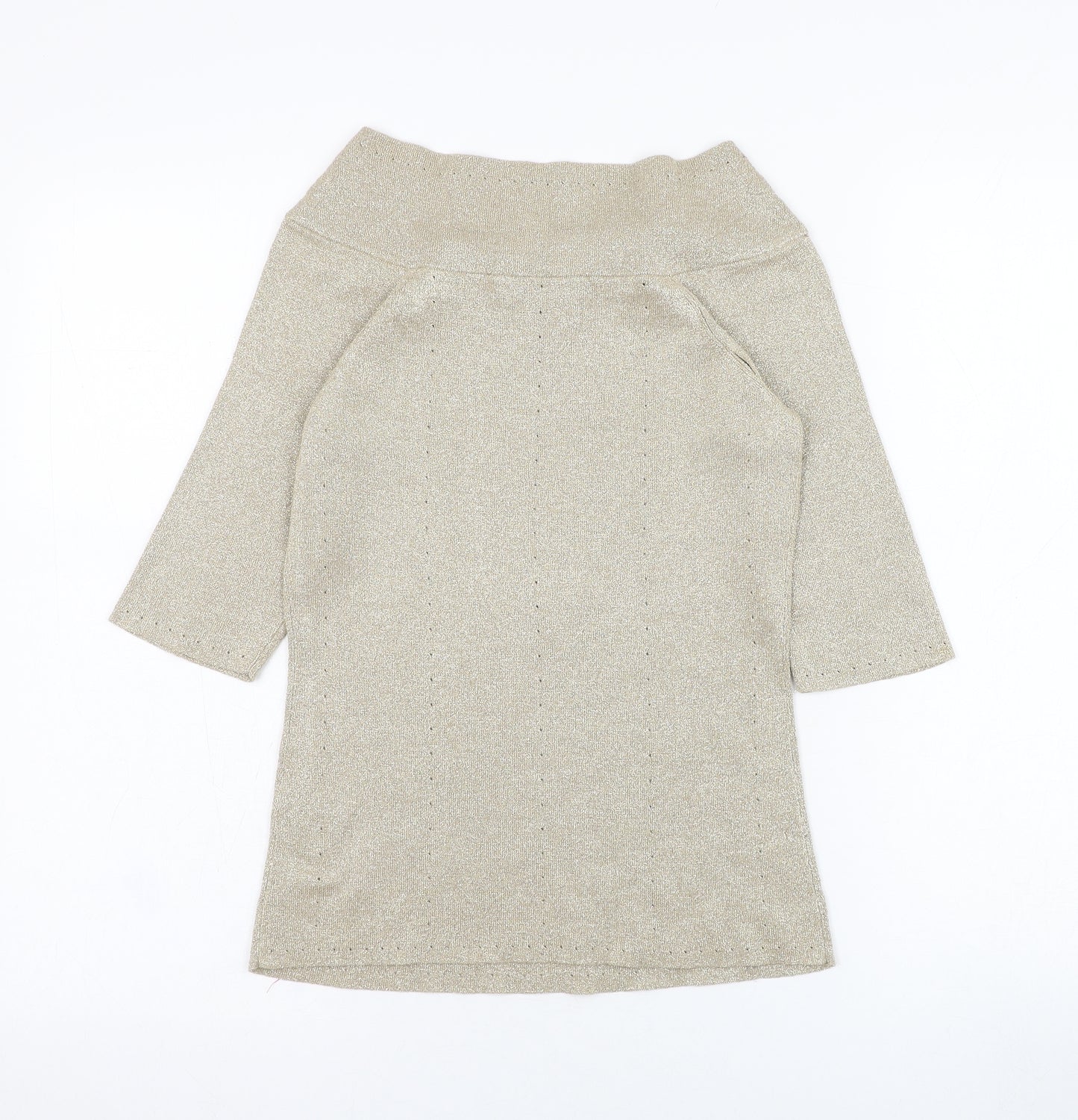 Coast Womens Gold Round Neck  Cotton Pullover Jumper Size 12