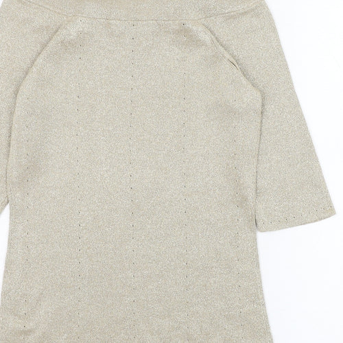 Coast Womens Gold Round Neck  Cotton Pullover Jumper Size 12