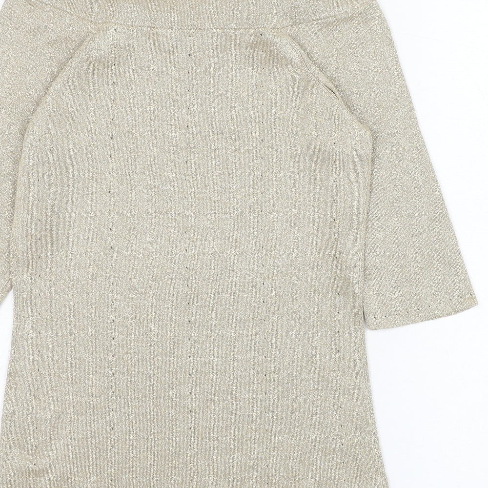 Coast Womens Gold Round Neck  Cotton Pullover Jumper Size 12