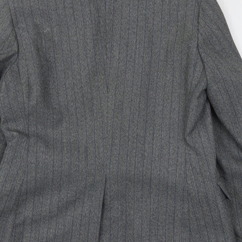 Preworn Mens Grey Striped Polyester Jacket Suit Jacket