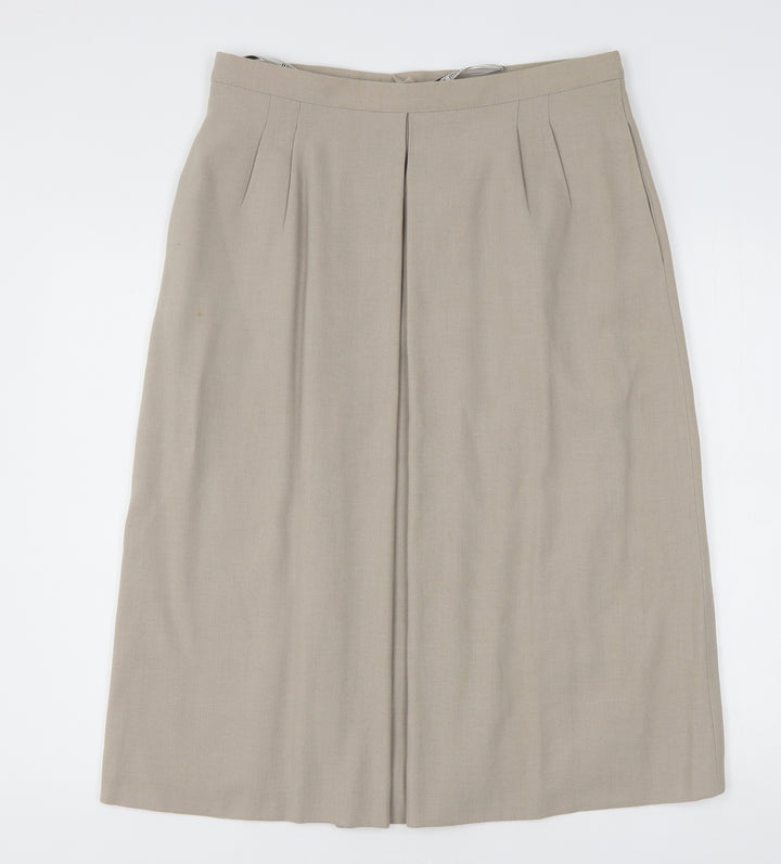 Goldix Womens Beige Modal A-Line Skirt Size 34 in Button