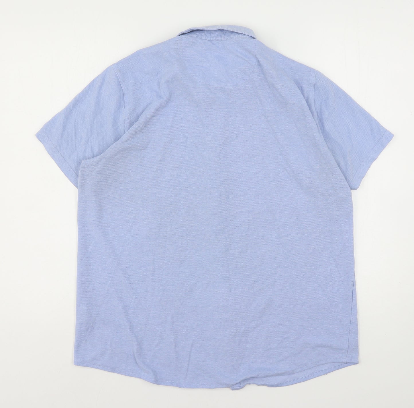Easy  Mens Blue  Cotton  Button-Up Size L Collared Button